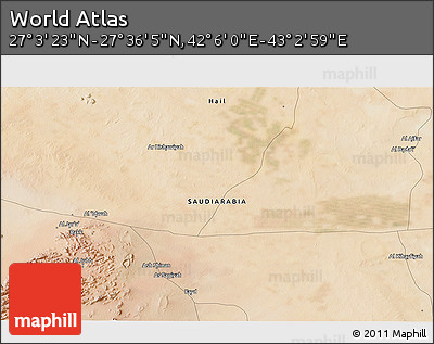 Satellite 3D Map of the Area around 27° 19' 44" N, 42° 34' 30" E