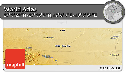 Physical Panoramic Map of the Area around 27° 19' 44" N, 42° 34' 30" E