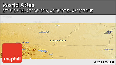 Physical Panoramic Map of the Area around 27° 19' 44" N, 42° 34' 30" E