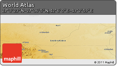 Physical Panoramic Map of the Area around 27° 19' 44" N, 42° 34' 30" E