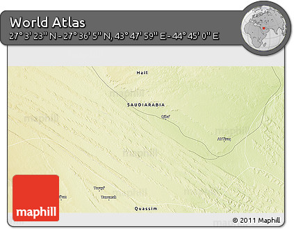 Physical 3D Map of the Area around 27° 19' 44" N, 44° 16' 29" E