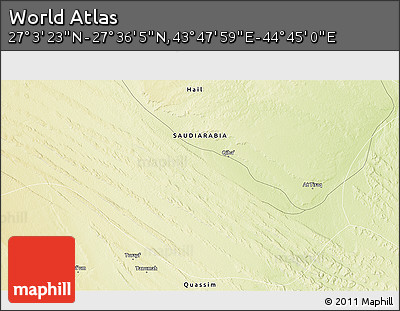 Physical 3D Map of the Area around 27° 19' 44" N, 44° 16' 29" E