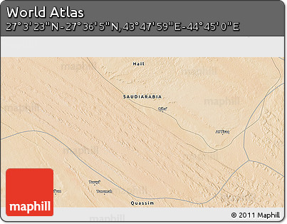 Satellite 3D Map of the Area around 27° 19' 44" N, 44° 16' 29" E