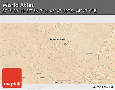 Satellite 3D Map of the Area around 27° 19' 44" N, 44° 16' 29" E