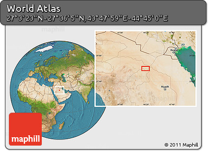 Satellite Location Map of the Area around 27° 19' 44" N, 44° 16' 29" E