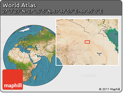 Satellite Location Map of the Area around 27° 19' 44" N, 44° 16' 29" E