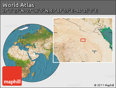 Satellite Location Map of the Area around 27° 19' 44" N, 44° 16' 29" E