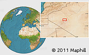 Satellite Location Map of the area around 27° 19' 44" N, 4° 10' 30" W