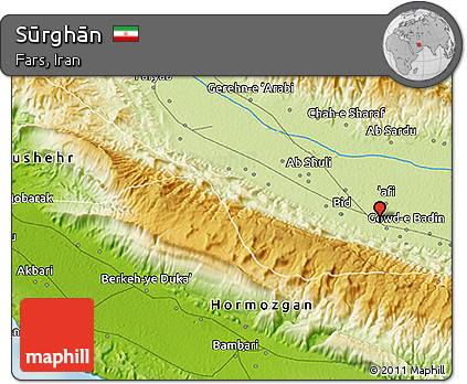 Physical 3D Map of Sūrghān