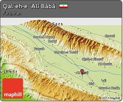 Physical 3D Map of Qal`eh-e `Alī Bābā