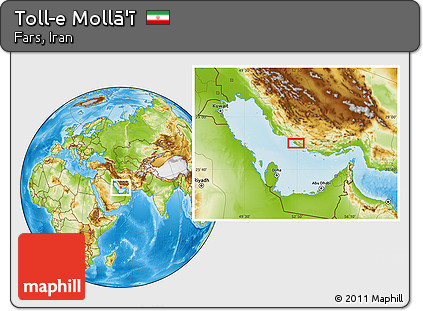 Physical Location Map of Toll-e Mollā'ī