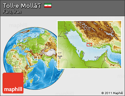 Physical Location Map of Toll-e Mollā'ī