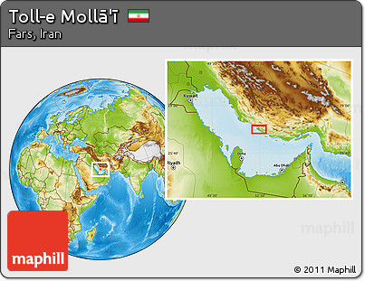 Physical Location Map of Toll-e Mollā'ī