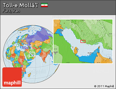 Political Location Map of Toll-e Mollā'ī