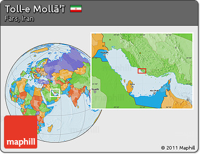 Political Location Map of Toll-e Mollā'ī