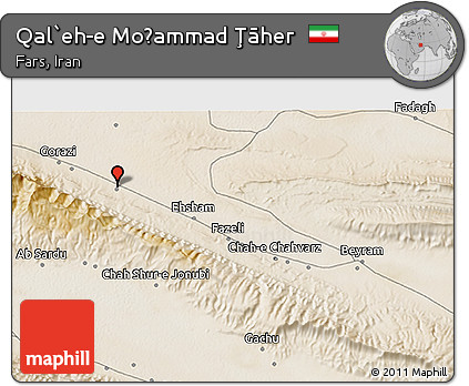 Satellite 3D Map of Qal`eh-e Moḩammad Ţāher