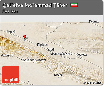 Satellite 3D Map of Qal`eh-e Moḩammad Ţāher