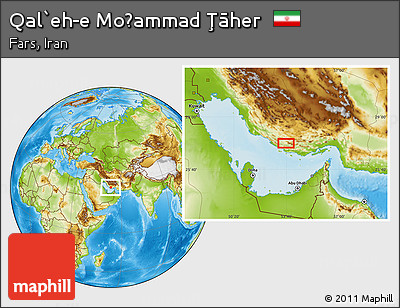 Physical Location Map of Qal`eh-e Moḩammad Ţāher