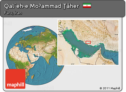 Satellite Location Map of Qal`eh-e Moḩammad Ţāher