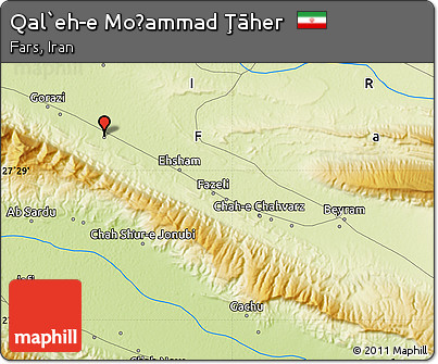 Physical Map of Qal`eh-e Moḩammad Ţāher