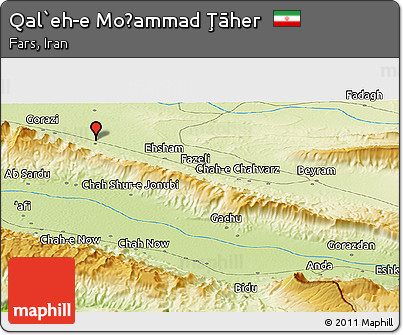 Physical Panoramic Map of Qal`eh-e Moḩammad Ţāher