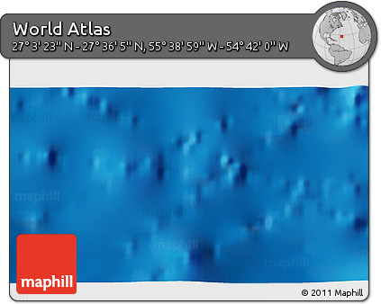 Shaded Relief 3D Map of the Area around 27° 19' 44" N, 55° 10' 29" W