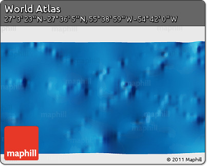 Shaded Relief 3D Map of the Area around 27° 19' 44" N, 55° 10' 29" W