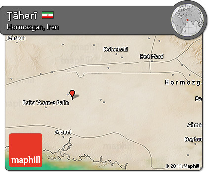 Satellite 3D Map of Ţāherī