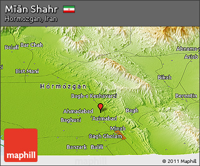 Physical Panoramic Map of Mīān Shahr
