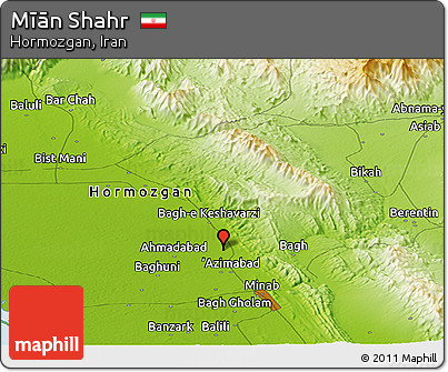 Physical Panoramic Map of Mīān Shahr
