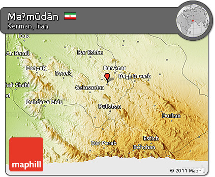 Physical 3D Map of Maḩmūdān