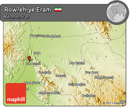 Physical 3D Map of Rowẕeh-ye Eram