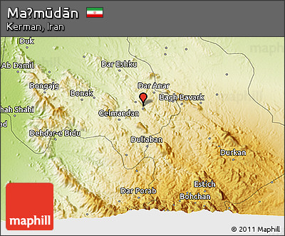 Physical 3D Map of Maḩmūdān
