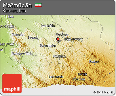 Physical 3D Map of Maḩmūdān
