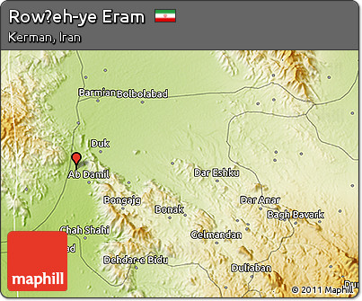 Physical 3D Map of Rowẕeh-ye Eram