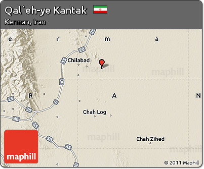 Shaded Relief Map of Qal`eh-ye Kantak
