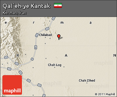 Shaded Relief Map of Qal`eh-ye Kantak