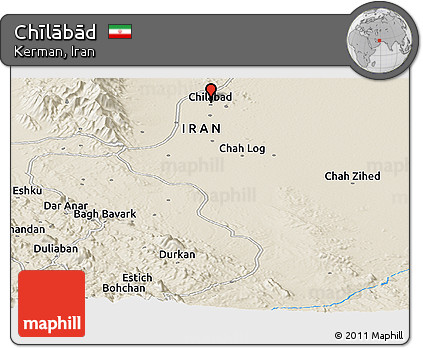 Shaded Relief Panoramic Map of Chīlābād