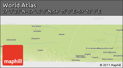 Physical Panoramic Map of the Area around 27° 19' 44" N, 58° 43' 30" E