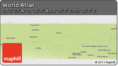 Physical Panoramic Map of the Area around 27° 19' 44" N, 58° 43' 30" E