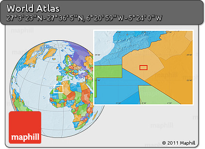 Political Location Map of the Area around 27° 19' 44" N, 5° 52' 30" W