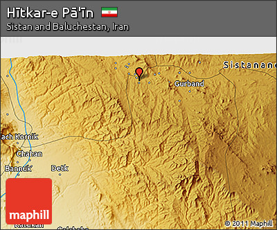 Physical 3D Map of Hītkar-e Pā'īn