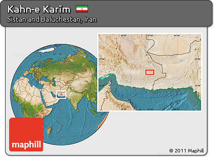 Satellite Location Map of Kahn-e Karīm