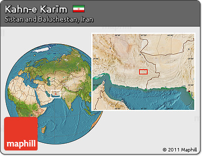 Satellite Location Map of Kahn-e Karīm