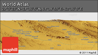 Physical Panoramic Map of the Area around 27° 19' 44" N, 62° 7' 30" E