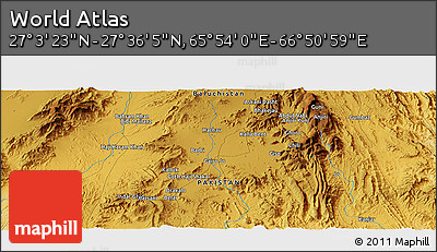Physical Panoramic Map of the Area around 27° 19' 44" N, 66° 22' 30" E