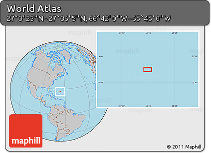 Gray Location Map of the Area around 27° 19' 44" N, 66° 13' 29" W