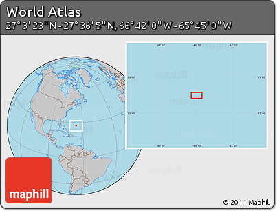 Gray Location Map of the Area around 27° 19' 44" N, 66° 13' 29" W