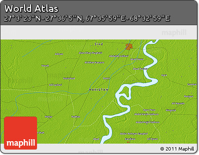 Physical 3D Map of the Area around 27° 19' 44" N, 68° 4' 29" E