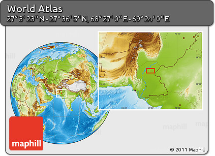 Physical Location Map of the Area around 27° 19' 44" N, 68° 55' 30" E